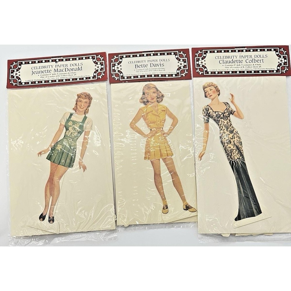 Vtg 1992 B. Shackman Celebrity Paper Dolls Classic Hollywood Movie Stars 9" Lot3
